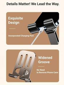 360°旋转全金属手机平板支架，通用桌面安装支架，缓解压力，适用于智能手机和平板电脑 - 淺灰色 - 查看 6