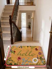1pc Floral "Hello" Rectangular Doormat - Indoor/Outdoor Welcome Mat, Non-Slip Entrance Rug, Suitable For Living Room, Bedroom And Home Decor, Machine Washable, Comfortable Decorative Carpet For Living Room - A - View 13