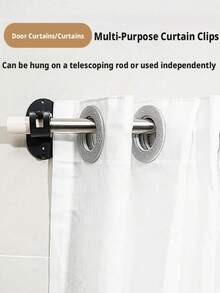 2pcs,4pcsLarge Japanese-Style Punch-Free Hanging Rod Clip, Telescopic Rod Hanger, Curtain Rod, Roman Rod, Shower Curtain Rod Claw Hook Clip Bracket - White 4-piece Set + 8 Screws + 4 Patches (excluding Rod) - View 2