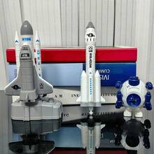 Juego de vehículo espacial cohete aeroespacial, un conjunto de modelos de juguete interesante y divertido para que los niños aprendan a través del juego - Negro - Ver 6