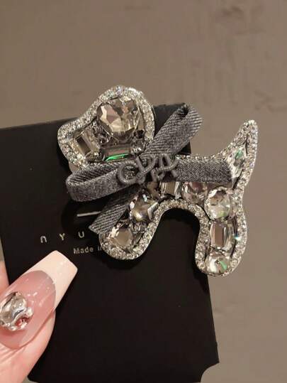 1pc Rhinestone Horse & Dog Hair Clip, 2026 New Elegant Side Bangs Hairpin, Fashion Hair Claw Clip, Hair Claws, Hair Slide, Hair Barrettes