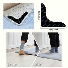 Reusable-No Skid-Washable Rug Pad Grippers For Area Rugs Anti-Slip Pads, Rug Gripper For Hardwood Floors And Tile With Double-Sided, Self Adhesive Rug Tape To Keep Rugs Flat - Black - View 6
