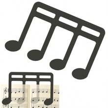 AllBright 楽譜クリップ ブックストッパー 楽譜 譜面 音楽ブッククリップ ページホルダー ページ ピアノ レシピ 本 固定 音符型 - ブラック - チェックする 1
