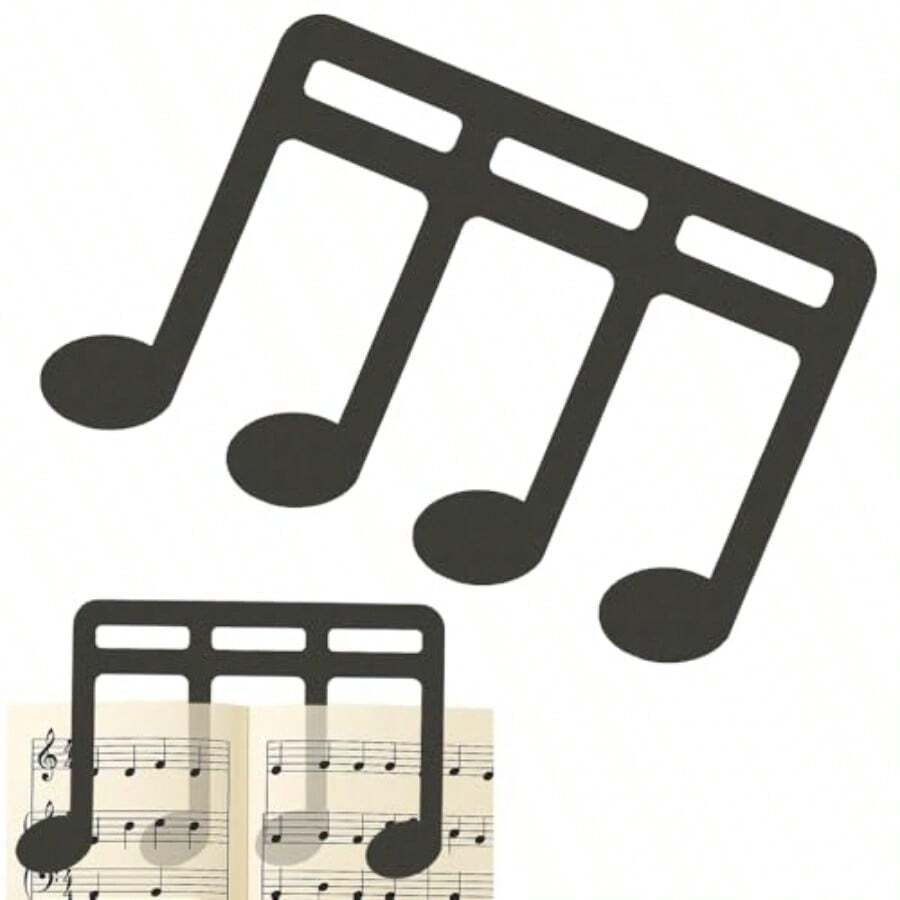 AllBright 楽譜クリップ ブックストッパー 楽譜 譜面 音楽ブッククリップ ページホルダー ページ ピアノ レシピ 本 固定 音符型 - ブラック - チェックする 1