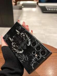 1个朋克风天使翅膀十字架防摔防滑黑色手机壳，兼容三星Galaxy A04e/A05s/A13/A14/A15/A34/A35/A50/A52/A53/A54/S21/S22/S23/S24/S25/S25Ultra，2D图案，[国际版，非国内版] - 黑色 - 查看 8