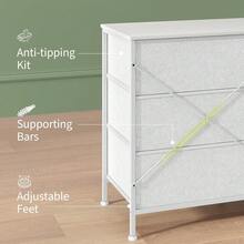 Beaully 8 Drawer Fabric Dresser With Wooden Top, TV Stand & Storage Organizer, Metal Frame Chest For Bedroom Living Room Closet, 63" W X 27" D X 14" H - 白色 - 查看 4