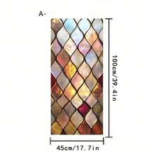 1/4pcs Colorful Geometric Rhombus Pattern Frosted Glass Film, Reusable PVC Static Cling Privacy Window Film, Suitable For Kitchen, Bedroom, Bathroom, Living Room And Home Decor - Frosted Glass Sticker - View 10
