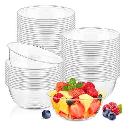 12/50/75pcs Transparent Dessert Bowls And Plastic Bowls, Suitable For Desserts, Soups, Salads, Ice Creams, Party Catering, Weddings, Picnics, And Home Or Event Parties