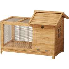 Conejera de Madera para Interior y Exterior, Jaula para Conejos con Rampa de Metal Resistente a la Intemperie, Malla Extraíble para Conejos, Cobayas, Pollitos, Patos y Animales Pequeños de Jardín - Color de la madera - Ver 7