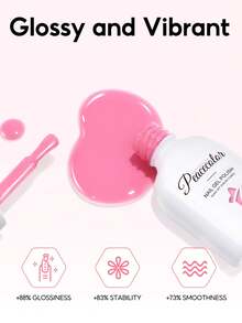 Sơn móng tay dạng gel PEACECOLOR 1 chai 10ml, chai thủy tinh, màu hồng, có thể tẩy rửa bằng dung dịch UV LED, màu nude, trắng và nhũ, bền lâu, thích hợp cho việc làm móng tại nhà và thiết kế móng hàng ngày tại salon. - Nhiều màu - Xem 3