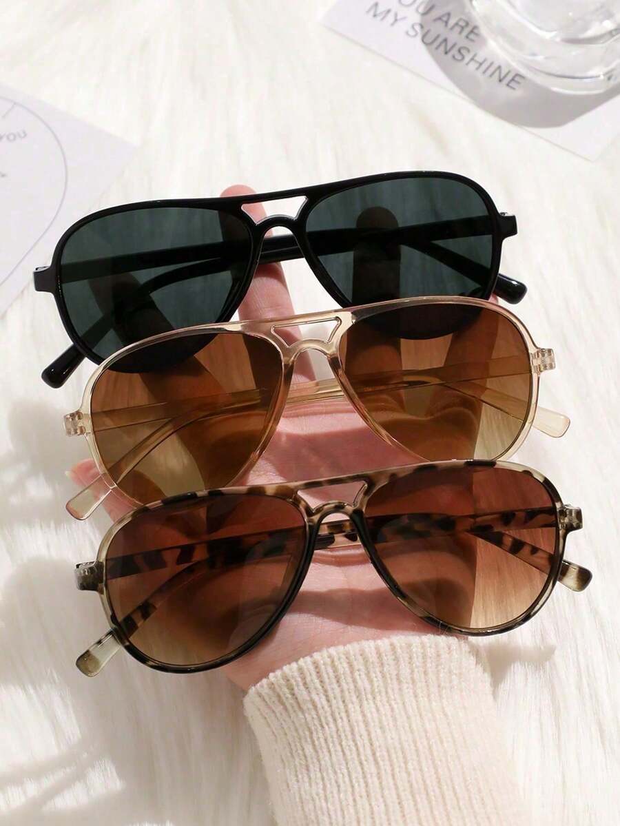 3pcs Vintage Elegant INS Style Personalized Women's Fashion Eyeglasses Set, Suitable For Street Photography, Music Festivals, Outdoor Leisure, Driving, Fishing And Other Decorative Purposes