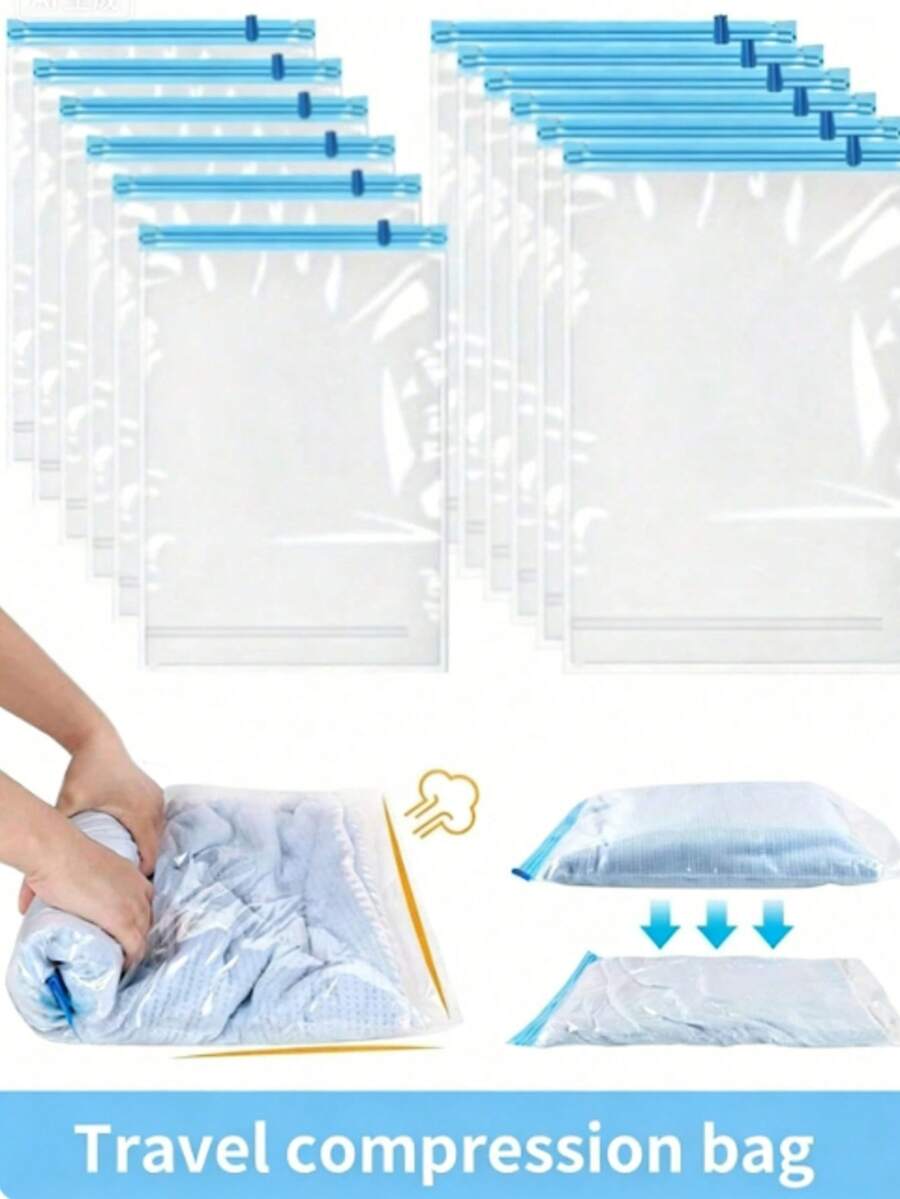 Travel Compression Bags, Roll-Up Space Saving Luggage Bags, Essential For Cruise Clothing - Clear - View 1