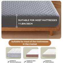AVXLRQ Warm Waterproof Mattress Protector, Non-Slip Thickened Solid Color Quilted Bed Cover With, Deep Pocket (Soft & Comfortable), Can Be Used As A Separate Bedspread, Ideal For Bedroom, Guest Room And Hotel Mattress Protection,  Optional With Pillowcase ﻿ - Màu xanh lam - Xem 6