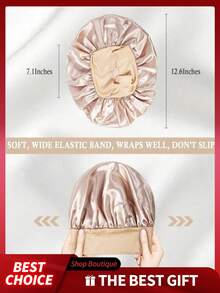 1件装丝绸睡帽套装 - 柔软弹力缎面睡帽（黑色和金色），温和的睡帽，保护头发并控制毛躁。 - 均碼 - 查看 8