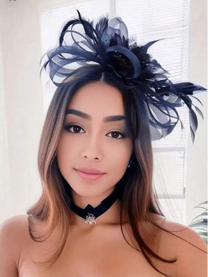 1pc Women's Tea Party, Kentucky Derby, Wedding Floral Mesh Hairclip, Charming Hair Accessory Headband