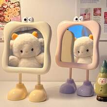 创意可爱镜子，奢华高清公主风化妆镜，学生宿舍卧室梳妆镜，大脚便携式时尚化妆镜 - 彩色 - 查看 2