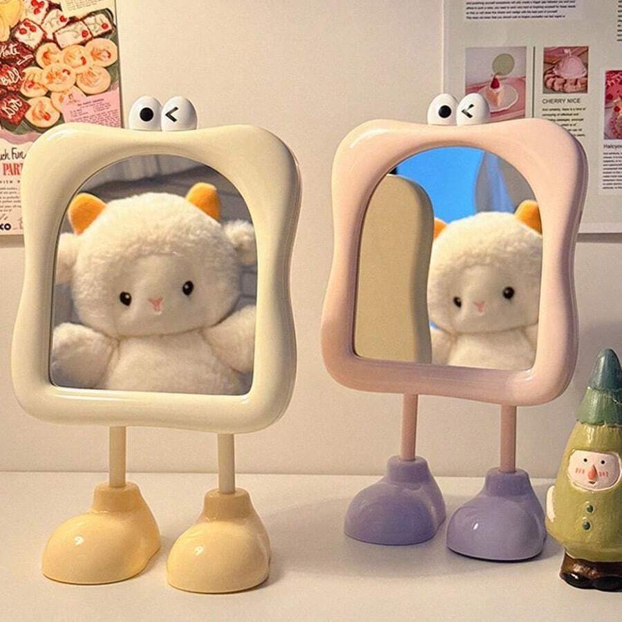 创意可爱镜子，奢华高清公主风化妆镜，学生宿舍卧室梳妆镜，大脚便携式时尚化妆镜