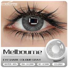 EYESHARE 1对装，棕色眼影，黑色隐形美瞳，高品质蓝灰色隐形美瞳，时尚婚礼及情人节礼物，一年抛型，14.2mm，适合日常约会及节日佩戴 - 墨爾本灰 - 查看 9