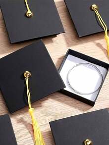 3pcs Black Graduation Cap Gift Box With Gold Tassel, Suitable For Graduation Celebration, Graduation Party And Gifts - A - View 4
