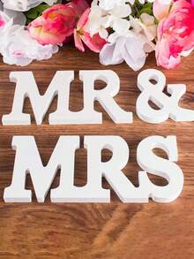 3件套白色木质“先生和夫人”婚礼装饰套装，婚礼桌卡装饰，婚礼仪式桌装饰，婚宴桌装饰，婚礼背景装饰，订婚派对装饰，适用于婚礼、派对、新娘送礼会、单身派对、求婚等场合。 - 彩色 - 查看 8