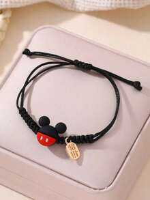 1pc Handmade Beaded Cartoon Bracelet, Adjustable With Rhinestone Decor, Candy Color Bracelet Suitable For Women And Couples, Party Jewelry, Small Party Favors, Birthday And Holiday Party Accessories, Adjustable Rhinestone Decorated Bracelet, Suitable As A Gift For Girls And Friends - A - View 1