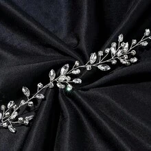 1pc European And American Fashion White Pearl Handmade Soft Chain Headband, Bridal Hair Accessory - Silver - View 4