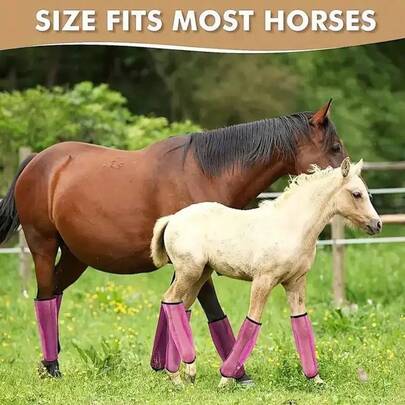 4pcs Horse Leg Guards, Horse Bandages, Professional Horse Racing Equipment, Horse Protective Gear, Breathable Anti-Mosquito Leg Wraps, Made Of Polyester Material.