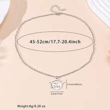 1件简约创意2026不锈钢毕业帽吊坠项链，适合男士佩戴 - 畢業季項鍊 - 查看 4