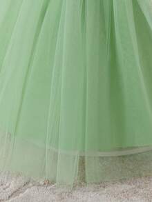Baby Girls Avocado Green Princess Tulle Dress, Suitable For Parties - Green - View 10