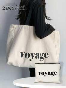 Túi xách và túi đựng mỹ phẩm đồng bộ, họa tiết sách với chữ 'MILANO ITALY', túi mua sắm tối giản màu be, túi đựng đồ dùng cá nhân xách tay, túi đi học, túi đựng sách, túi đi làm, túi đựng đồ hàng ngày, dung tích lớn, dễ mang theo, dành cho nữ sinh, sinh viên đại học, nhân viên văn phòng, hoàn hảo cho công việc, trường trung học cơ sở, trung học phổ thông, đại học, kỳ nghỉ, Ngày Nhà giáo, Ngày của Mẹ, quà tặng Ngày Valentine, vật dụng cần thiết cho ký túc xá khi trở lại trường. - Nhiều màu - Xem 2