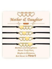 2/3/4-Piece Mother-Daughter Bracelet Set Mother's Day Gift Heart-Shaped Matching Bracelets Daughter's Birthday Present The Perfect Mother's Day Bracelet Gift For Mom And Me Back-To-School & Graduation Season Mother-Daughter Bracelets - Golden Heart Bracelet - View 3