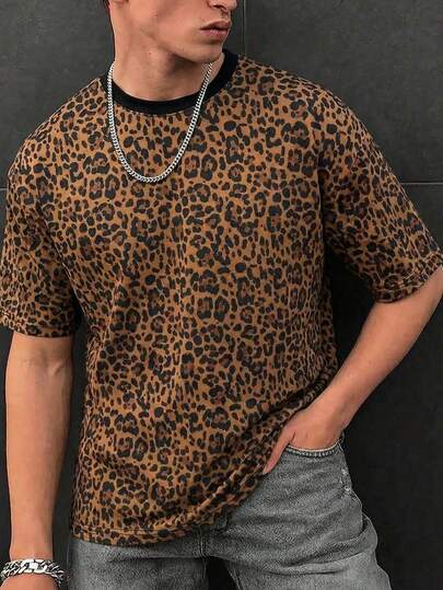 Dope | Men's Retro American Leopard Print Short Sleeve T-Shirt | Suitable For Summer Wear | Comfortable & Breathable | Leading Fashion