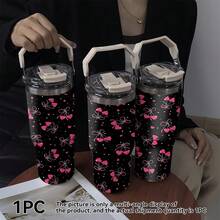 1個/5個 30oz 黑粉色愛心蝴蝶結保溫隨行杯，附手把，Y2K風格情人節禮物，適合冰咖啡、果汁、燕麥奶，女友生日禮物，日常旅行杯 - 彩色 - 查看 5