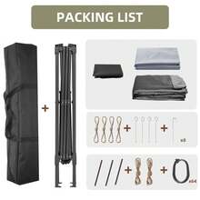 Cenador para Exteriores de 11 x 11 pies, cenador Resistente con Marco de Metal Resistente y techos Dobles, Refugio de Patio con mosquitero, Ideal para Patio Trasero, jardín, césped, Cubierta - Gris - Ver 6