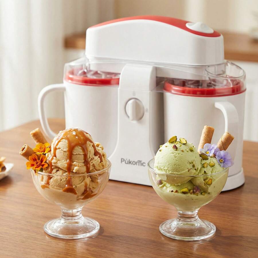 Pukomc Home Ice Cream Maker 10T - The Ultimate Tool For Homemade Desserts, Smoothies And Frozen Yogurt | Removable Design For Easy Cleaning | Perfect For Home Kitchens, Summer Parties And Beginners! - US A Type Plug(110-127V) - View 1