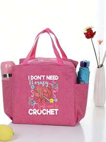 Bolsa de almacenamiento tejida de gran capacidad - Diseño con cremallera, adecuada para tejer, tela - Regalo perfecto para entusiastas del tejido Bolsa de almuerzo con cierre de cremallera - Multicolor - Ver 7
