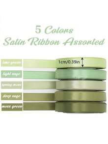 5 cuộn ruy băng satin polyester dùng trang trí hộp quà, hộp kẹo, hộp bánh (nhuộm máy, có thể có sự khác biệt nhỏ về màu sắc) - Nhiều màu - Xem 7