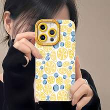 Limones arándanos fondo blanco estilo acuarela.funda de teléfono Fundas compatibles con ,Apple,VIVO,OPPO,,, y Honor.Fabricadas en silicona TPU,ofrecen protección contra golpes y caídas. - Blanco - Ver 6
