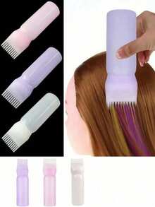 2pcs Professional Hair Care Oil Bottle, Hair Root Application Bottle, Hair Dye Bottle - Hair Care Bottle And Scalp Massage Comb, Scalp Cleaner And Head Massager, Relieve Stress, Promote Hair Growth, Unisex Shower Brush - Make Shampooing Easier And Quicker, Suitable For Home Hair Care - Multicolor - View 2