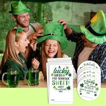 Happy St. Patrick's Day Gift Tag Sticker Labels Lucky  Label Tag St. Patrick's Day Decoration 40 Self-Adhesive Stickers - Round 2 Ihes Square (2. X 3.5 Ihes) - Green - Green5 - View 6