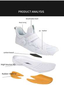 男士羽毛球鞋，旋钮式鞋带，碳纤维板支撑，超轻透气防滑，专业羽毛球比赛及训练鞋，网球鞋 - 白色 - 查看 5