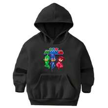 Kids' PJ Masks Movie Cartoon Sweatshirt/Jacket/Kangaroo Hoodie/Flannel Lined Boy/Girl Owlette Gecko Cat - 黑色 - 查看 1