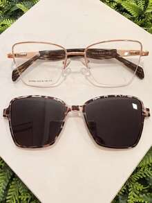 Comfortable, Stylish,  2-In-1 Clip-On Eyeglass Frame With Nylon Wire, Top Rim Only. Perfect For Myopia And Astigmatism. Available In Various Colors. - In động vật - Xem 2