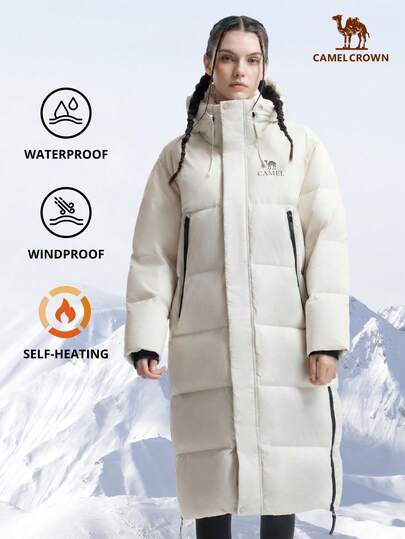 CAMEL CROWN Outdoor Down Jacket, Unisex Mid-Length Thick Warm Triple Protection Professional Down Jacket, Autumn/Winter