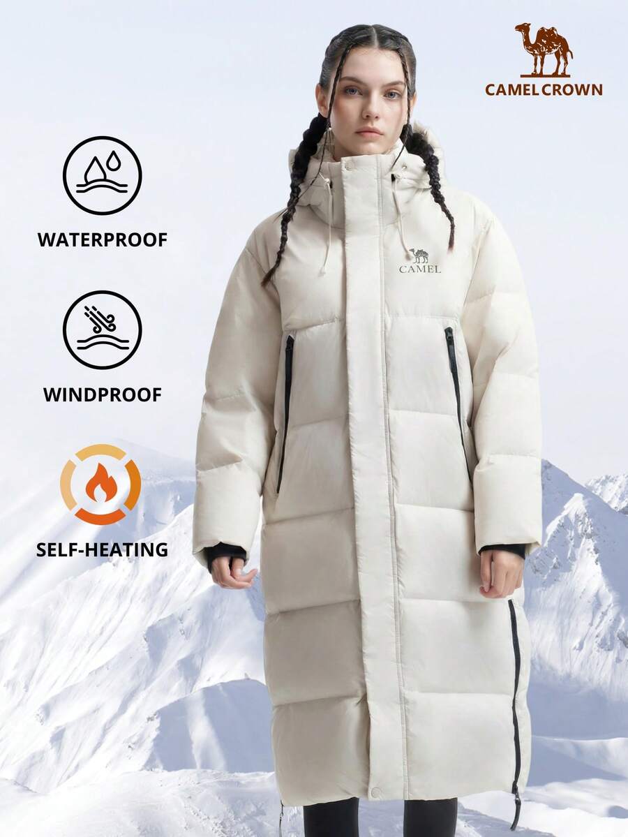 CAMEL CROWN Outdoor Down Jacket, Unisex Mid-Length Thick Warm Triple Protection Professional Down Jacket, Autumn/Winter - Oak Ash - View 1