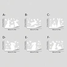 1/6pcs Easter Glass Window Stickers White Rabbit Eggs Floral Motif Decals For Kitchen Office Springtime Festival Decor Non Adhesive Static Removable Home Art Appliques - White Rabbit - View 15