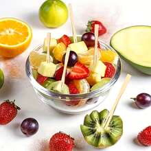 100pcs Bamboo Disposable Fruit Picks, Fruit Skewers, Cake Forks, Fruit Sticks - Yellow - View 7