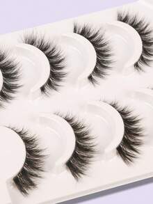 4 Pairs Transparent Messy Stem False Eyelashes - Black - View 5