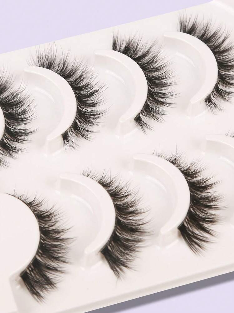 4 Pairs Transparent Messy Stem False Eyelashes - Black - View 5