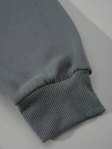 女士休闲连帽卫衣，学院风彩色字母印花，700克印花，秋冬季保暖长袖上衣 - 深灰色 - 查看 5